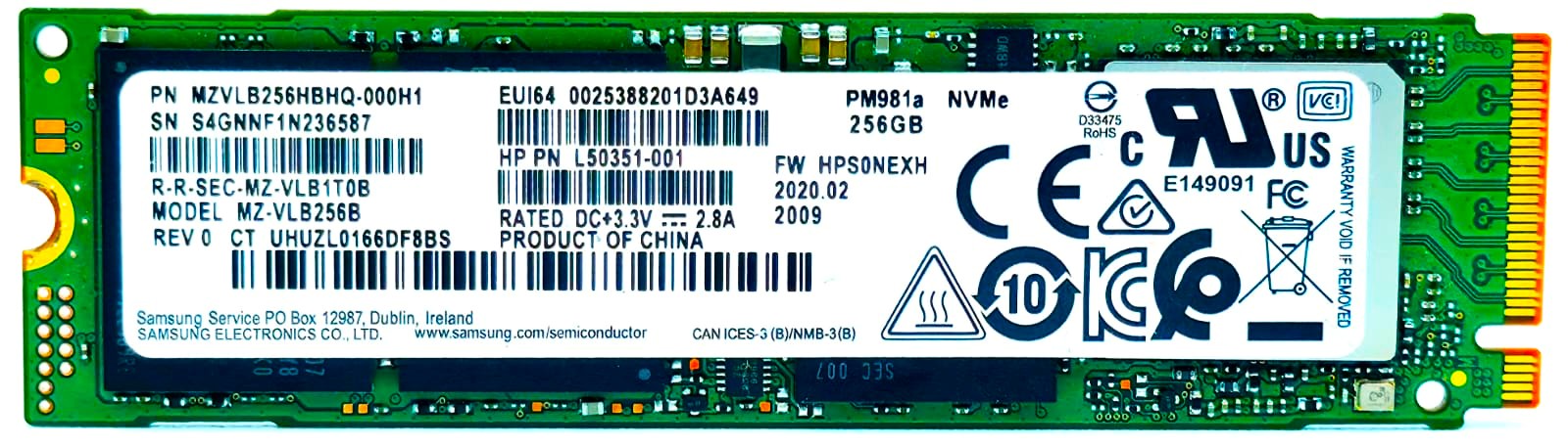 هارد سامسونج SSD NVMe M.2 مساحة 256 جيجا